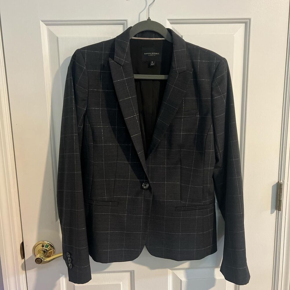 Banana Republic Women's Grey and Black Blazer